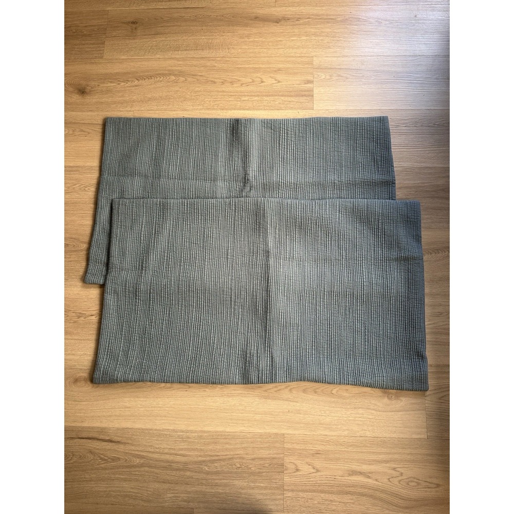 2 RH Restoration Hardware Organic Cotton Matelasse KING Shams Dusty Blue Set
